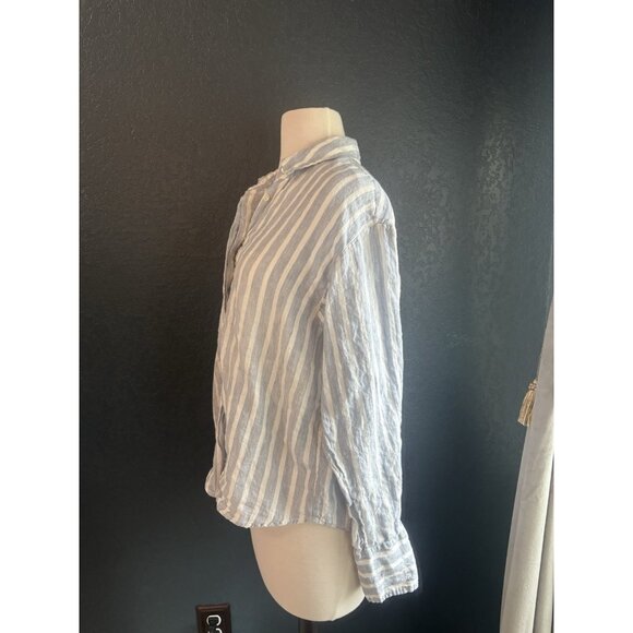 Frame Linen Chambray Distressed Top Sz Medium Loose Fit - Picture 6 of 11